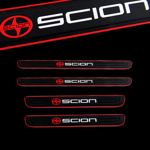 For SCION Red trimmed Rubber Car Door Scuff Sill Cover Panel Step Protector 4PCS NEW