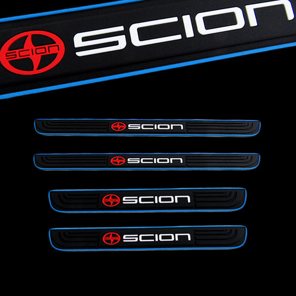 For SCION Blue trimmed Rubber Car Door Scuff Sill Cover Panel Step Protector 4PCS NEW