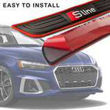 Audi S Line Set Black Carbon Fiber Look Seat Belt Cover with Black Rubber Car Door Scuff Sill Cover Panel Step Protector