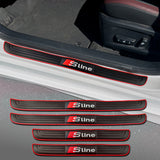 Audi S Line Set Black Carbon Fiber Look Seat Belt Cover with Black Rubber Car Door Scuff Sill Cover Panel Step Protector