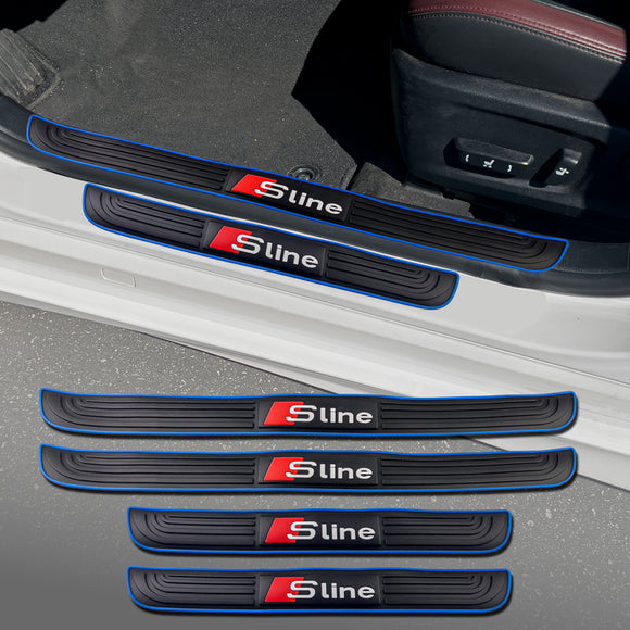 Audi Sline 4PCS Blue Rubber Car Door Scuff Sill Cover Panel Step Protector