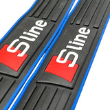AUDI S-LINE Set Universal Door Scuff Sill Cover Panel Step Protector with Wheel Tire Valves Dust Stem Air Caps