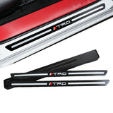 TRD Carbon Fiber Car Door Welcome Plate Sill Scuff Cover Panel Sticker 4PC Set with LED Coaster