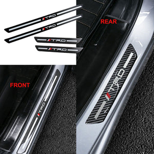 For TRD Carbon Car Door Scuff Sill Cover Plates Panel Step Protector Sticker 4 pcs Set
