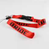 JDM BRIDE Set Carbon Embroidery Seat Belt Cover Shoulder Pads with Bride Keychain