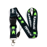 KAWASAKI Racing Black Set Biker Lanyard Motorcycle Key chain Strap Tag with DOUBLE SIDED Keychain