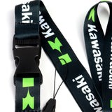 KAWASAKI Racing Black Set Biker Lanyard Motorcycle Key chain Strap Tag with DOUBLE SIDED Keychain