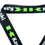 KAWASAKI Racing Black Set Biker Lanyard Motorcycle Key chain Strap Tag with DOUBLE SIDED Keychain