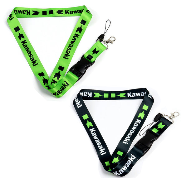 KAWASAKI Racing Biker Keychain Set Lanyard Motorcycle Key chain Strap Tag Cell Phone Strap Quick Release