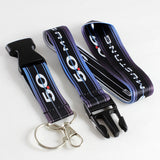 Ford Mustang Set Black Carbon Fiber Look Seat Belt Cover X2 with Mustang 5.0 Keychain Lanyard