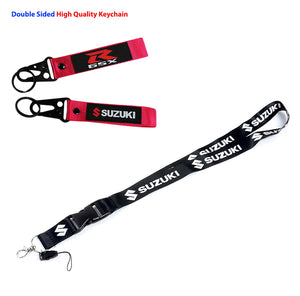 SUZUKI Racing Set of Biker Keychain Lanyard Motorcycle Strap Tag with GSX Backpack Metal Hook Key Ring