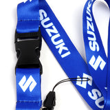 SUZUKI Racing Set of Biker Blue Keychain Lanyard Motorcycle Strap Tag with GSX Backpack Metal Hook Key Ring