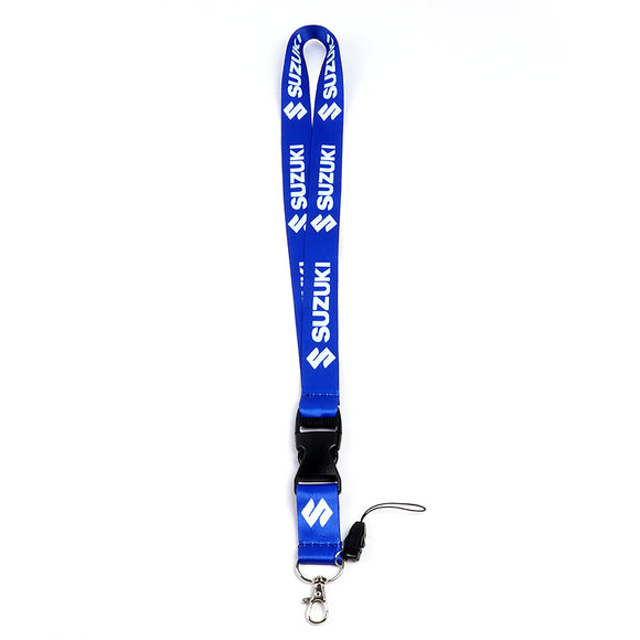 For SUZUKI Racing Blue Biker Keychain Lanyard Motorcycle Key chain Strap Tag