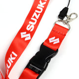 SUZUKI Racing Set of Biker Red Keychain Lanyard Motorcycle Strap Tag with GSX Backpack Metal Hook Key Ring