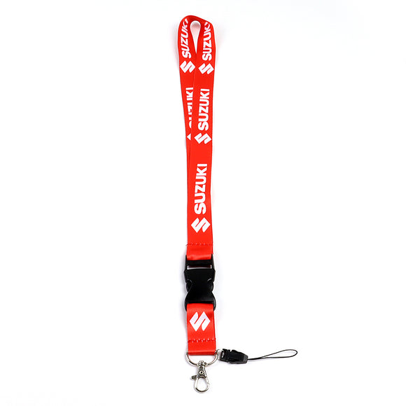 For SUZUKI Racing Red Biker Keychain Lanyard Motorcycle Key chain Strap Tag