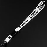 SUZUKI Racing Set of Biker White Keychain Lanyard Motorcycle Strap Tag with GSX Backpack Metal Hook Key Ring