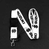 SUZUKI Racing Set of Biker White Keychain Lanyard Motorcycle Strap Tag with GSX Backpack Metal Hook Key Ring