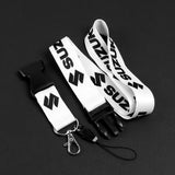 SUZUKI Racing Set of Biker White Keychain Lanyard Motorcycle Strap Tag with GSX Backpack Metal Hook Key Ring