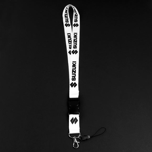 For SUZUKI Racing White Biker Keychain Lanyard Motorcycle Key chain Strap Tag