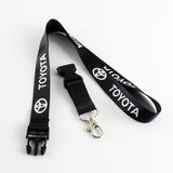 Toyota Black Set Genuine Leather 15" Diameter Car Auto Steering Wheel Cover with Keychain Lanyard
