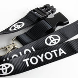 Toyota Black Set Carbon Fiber Look Embroidery Seat Belt Cover Shoulder Pads X2 with Keychain Lanyard