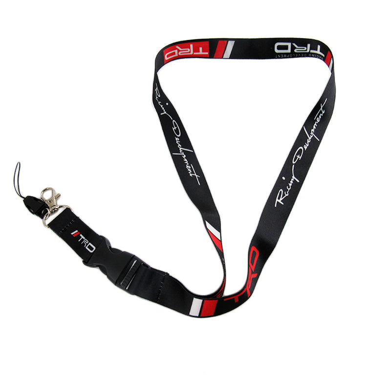 TRD Style Quick Release Lanyard - Black & Red Nylon, For Toyota Keys, Badges, Or Accessories