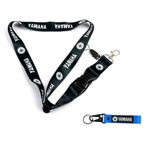 YAMAHA Racing Set of Blue/Black Biker Keychain Lanyard Motorcycle Key chain Strap Tag