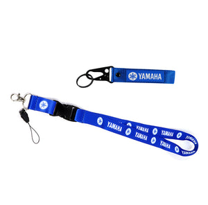 Blue YAMAHA Racing Set of Biker Keychain Lanyard Motorcycle Key chain Strap Tag