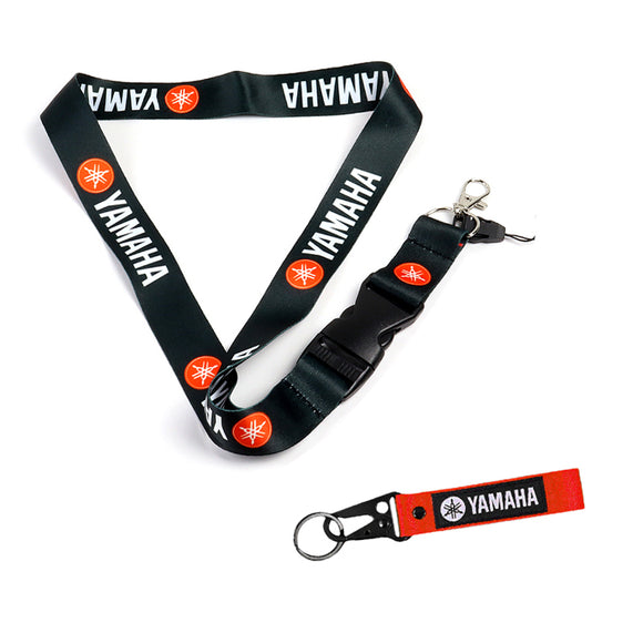 YAMAHA Racing Set of Black/Red Biker Keychain Lanyard Motorcycle Key chain Strap Tag