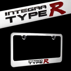 ACURA INTEGRA TYPE R Chrome Plated Brass License Plate Frame with Black Caps