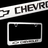 Chevrolet Chrome Plated Brass License Plate with Black Caps AUTHENTIC