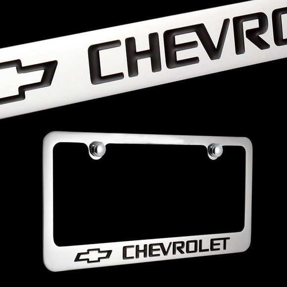 Chevrolet Chrome Plated Brass License Plate with Chrome Caps AUTHENTIC