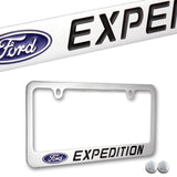 FORD EXPEDITION Chrome Plated Brass License Plate Frame w/ Chrome Caps AUTHENTIC