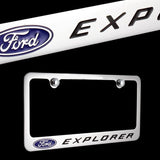 FORD EXPLORER Chrome Plated Brass License Plate Frame with Chrome Caps AUTHENTIC