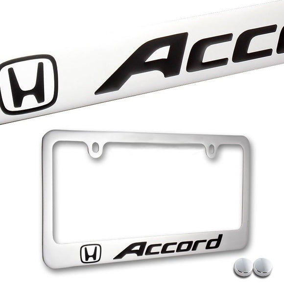 HONDA ACCORD Chrome Plated Brass License Plate Frame with Chrome Caps AUTHENTIC