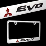 Mitsubishi LANCER Evolution EVO X Plated Brass License Plate Frame w/ Chrome Cap
