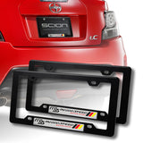 Mazda Speed Motor Sports Black ABS License Plate Frame with Silver Emblem x2