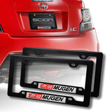 Mugen Motor Sports Honda Civic Si Black ABS License Plate Frame with Silver Emblem x2