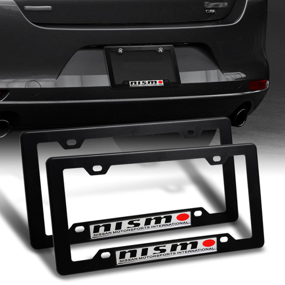 NISMO Motor Sports Nissan GTR 350Z Black ABS License Plate Frame with Silver Emblem x2