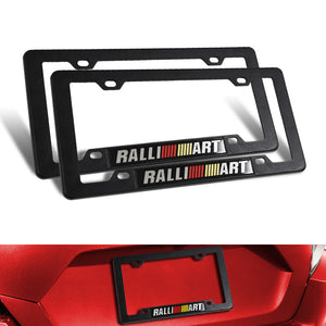 Ralliart Motor Sports for Mitsubishi Lancer EVO Black ABS License Plate Frame with Silver Emblem x2