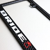 Bride 100% Real Carbon Fiber License Plate Frame with Caps & Screws x2