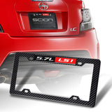 2pcs Carbon Look ABS License Plate Tag Frame Cover with Car Trunk Emblems For 5.7L_LS1