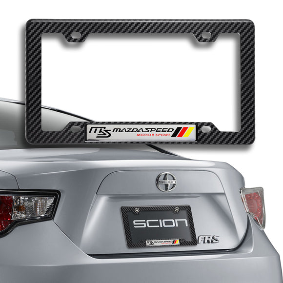 Mazdaspeed Carbon Fiber Look ABS License Plate Frame with Emblem
