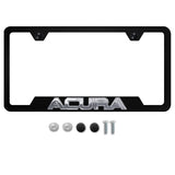 ACURA Black Stainless Steel Black Cut-Out 3D License Plate Frame 1pc