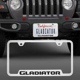 Au-Tomotive Gold for JEEP GLADIATOR Stainless Steel Brushed Laser Etched License Plate Frame - GF.GLAD.ES