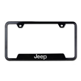 Au-Tomotive Gold Genuine JEEP Laser Etched Logo Black Stainless Cut-Out License Plate Frame GF.JEE.EB