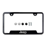 Au-Tomotive Gold Genuine JEEP Laser Etched Logo Black Stainless Cut-Out License Plate Frame GF.JEE.EB