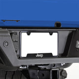 Au-Tomotive Gold Genuine JEEP Laser Etched Logo Black Stainless Cut-Out License Plate Frame GF.JEE.EB