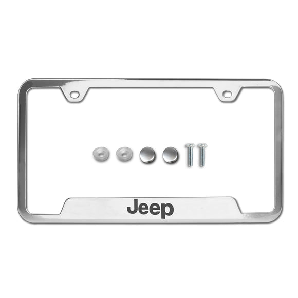 Au-Tomotive Gold Genuine JEEP Laser Etched Logo Stainless Steel Cut-Out License Plate Frame GF.JEE.EC