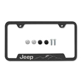 Au-Tomotive Gold Genuine JEEP Laser Etched Logo Mountain Rugged Black Stainless Steel Cut-Out License Plate Frame GF.JEEM.ERB